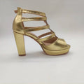 Hot Selling Brazil Fashion 7cm Thick Gold Color Leather High Heel Platform Dance Shoes for Women Comfortable for Samba Dancing