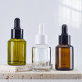 YAYOUJIA 1 oz Round Glass Serum Bottle Pink Amber with Black Dropper Pipette Screw Cap Sealed