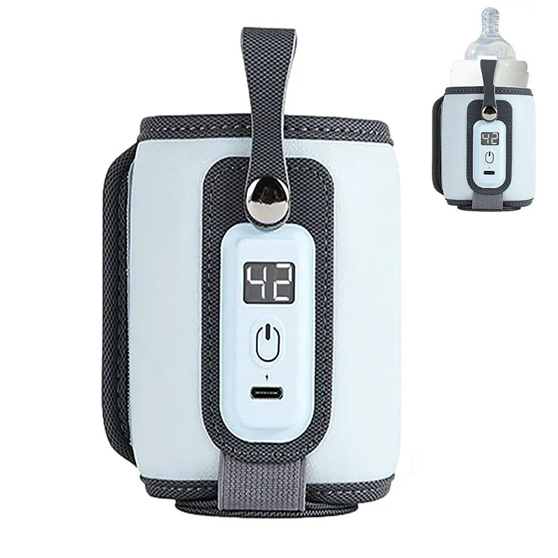 Light Single Bottle Warmer PP Print BPA Free T9 Baby Milk Warmer Portable USB Rechargeable Heat Keeper for Outdoor Feeds
