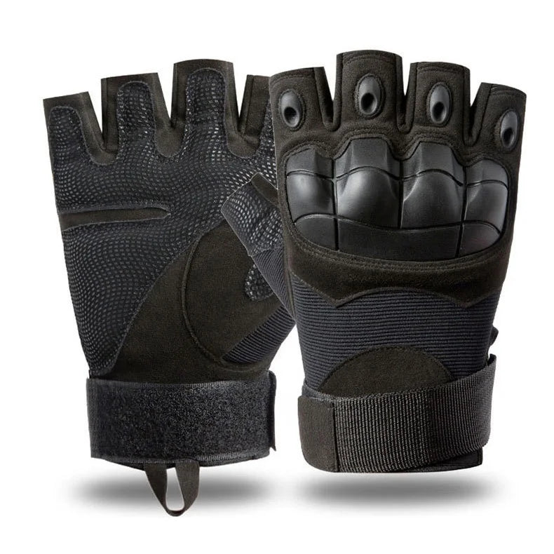 Outdoor Sport Cut Resistant Tactical Leather Gloves Black Green Coyote Knuckle Protector Fingerless Half Finger Motorcycle