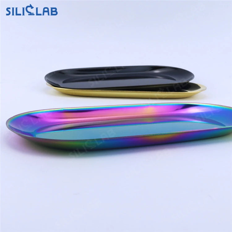 Small Metal Stainless Steel Tray Dining Plate Coffee Tea Fruit Food Dessert Storage Serving Tray