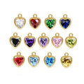 2025 New Gold Filled White 3A CZ Heart Bezel Birthstone Charms for Permanent Jewelry Making Love Pendant Valentine's Day