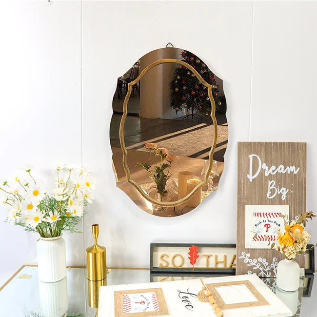60x40 Elegant Simple Furniture Gold Wood Frame Mirror Modern Light Luxury Home Decor Wall Mounted Art Mirror Dropshipping 2025