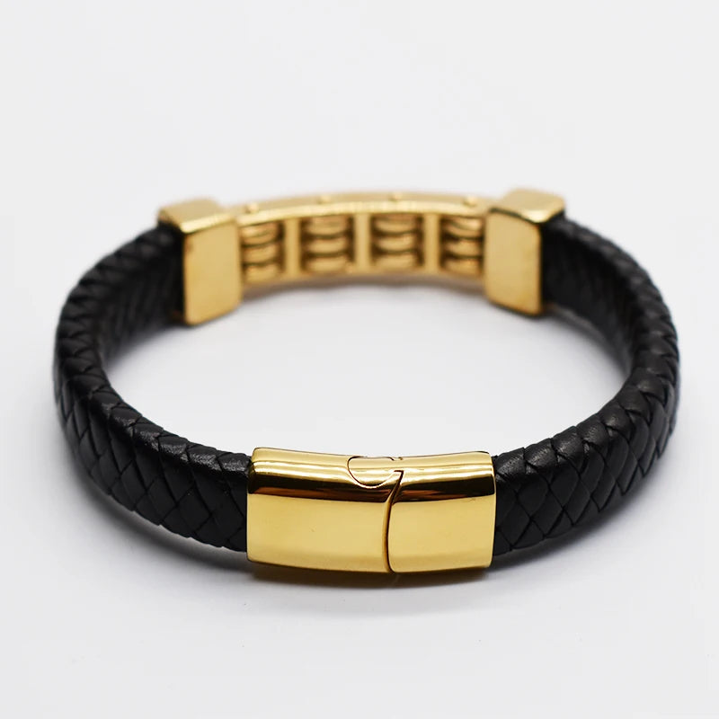 BMZ 2023 Trendy Gold Plating Abacus Flat Leather Bracelet Men's Charm Charm Bracelets for Party or Gift
