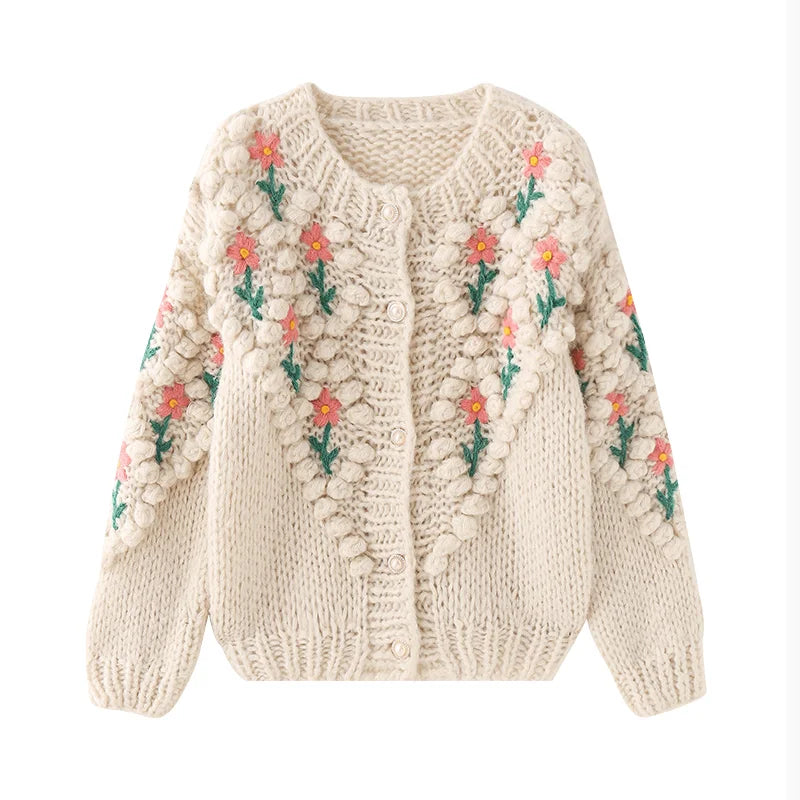 Custom Colorful Knit Long Cardigan Sweater Flower Women Plus Size Sweaters for Ladies
