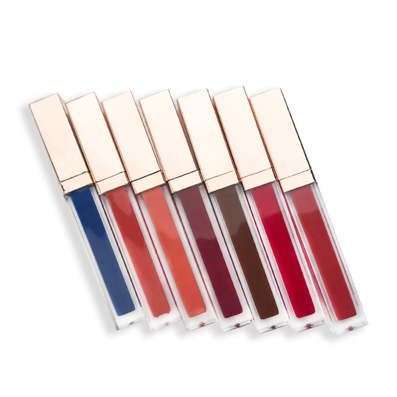 Private Logo 31 Colors Gold Lid Long Lasting Liquid Lipstick Custom Brand Square Tube Vegan Waterproof Matte Lipstick