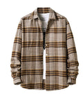 New Men's Flannel Plaid Shirt Fashion Lapel Casual Loose Large Size Long-sleeved Shirt