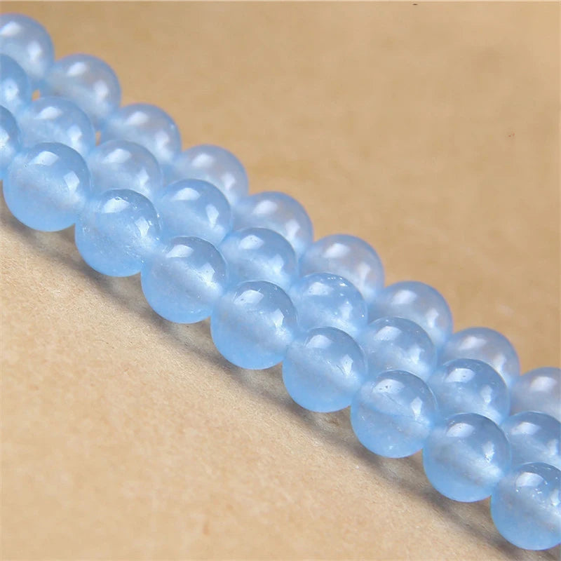 Light Blue Chalcedony Loose Beads DIY Jewelry Accessories Jade Beads Light Blue Crystal Beads Wholesale Price