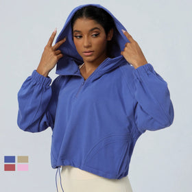 Women's Breathable Plus Size Quick Dry Loose Fit Zip-Up Hoodie for Yoga Fitness Gym Long Sleeve