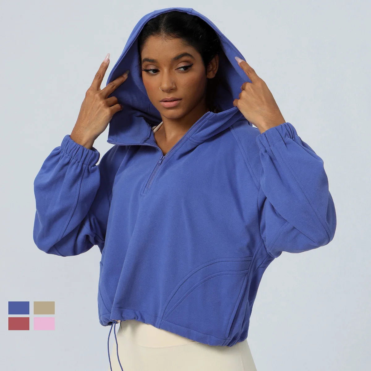 Women's Breathable Plus Size Quick Dry Loose Fit Zip-Up Hoodie for Yoga Fitness Gym Long Sleeve