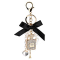 2022 New Creative Handmade Pendant Diamond Perfume Bottle Alloy Keychain Bowknot Pearl Bag Car Key Chain Ornament Accessories