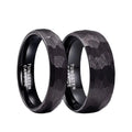 Poya Jewelry 6mm 8mm Black Gold Plated Hammered Tungsten Carbide Wedding Ring Engagement Ring for Men