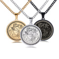 Stainless Steel Ancient Greek Olympus Twelve Main Gods Hunting Goddess Artemis Round Pendant Necklace