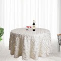 Wedding Tablecloth 120inch Round 3D Rose Fabric Tablecloth Table Cover Banquet Party Wedding Decoration Red Rosette Tablecloth