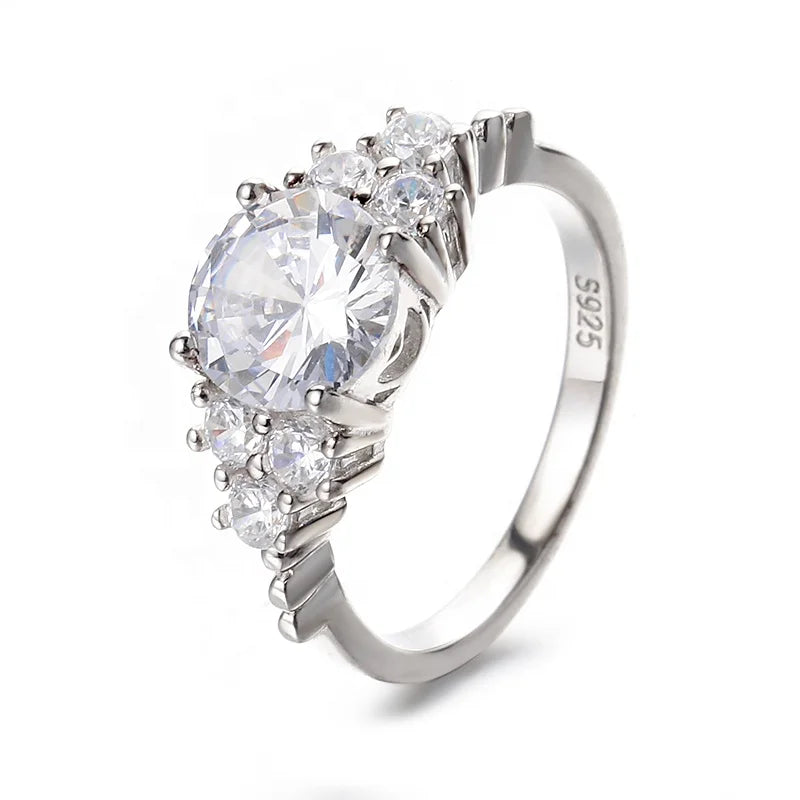 High Grade Vintage Rhodium Plated GRA Based 925 Sterling Silver VVS Moissanite Ring for Women Engagement