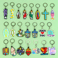 Wholesale Soft PVC Religious Gift Cross Jesus Pendant Stainless Steel Metal Christian Keychain for Church Members Bulk Orders