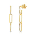 LOZRUNVE 925 Sterling Silver Gold Link Chain Rectangle Drop Earring