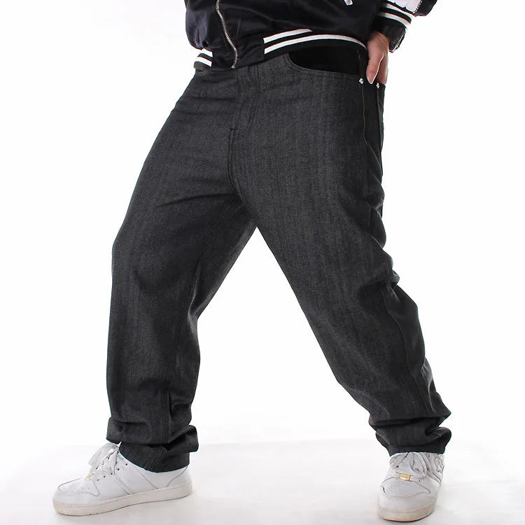 Customize Designer Jeans Men's Hip-hop Clothing Flocking Loose Skateboard Long Pants Plus Fat Plus Size Hip-hop Denim Jeans