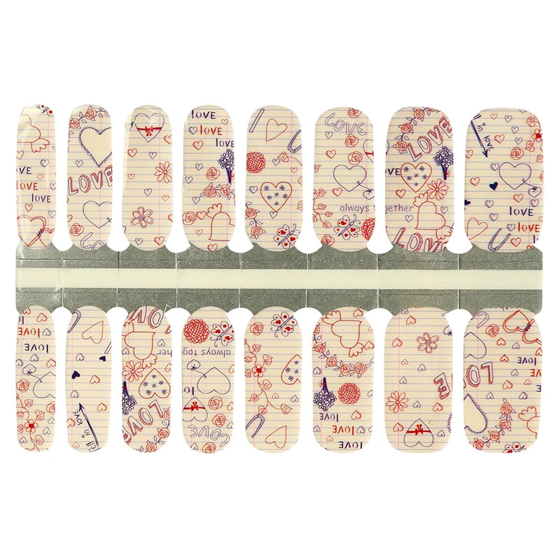 Huizi Newest Design 2D/3D Nail Polish Stickers Eco-friendly Easy Apply Nail Art Decoration for Manicure