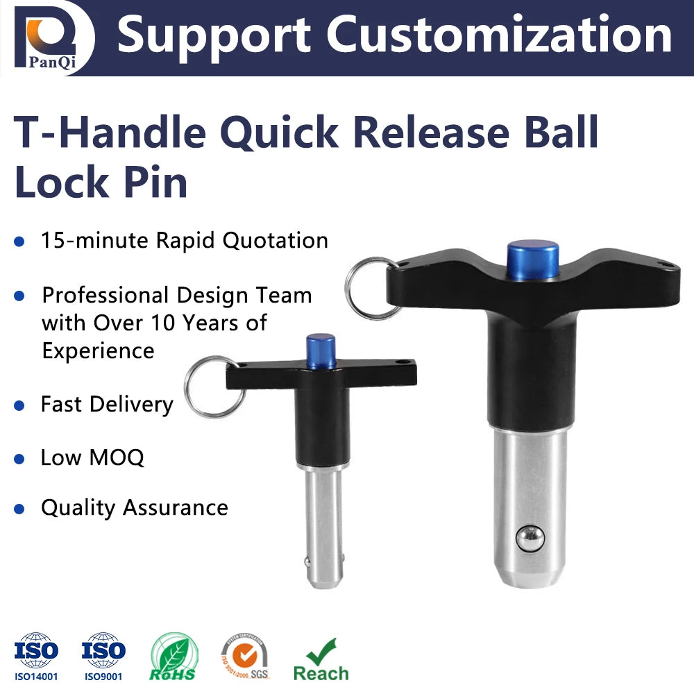 New Sale PANQI CX-801 T-type Quick Release Pin 304 Stainless Steel Anti-Corrosion Customizable Length Industrial Use Ball Lock