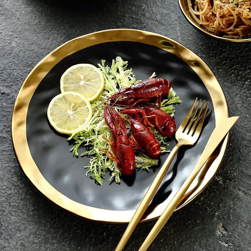 Wholesale Japandi Ceramic - Plated Western - Style Steak Plate Breakfast Plate Salad Bowl Household Cutlery