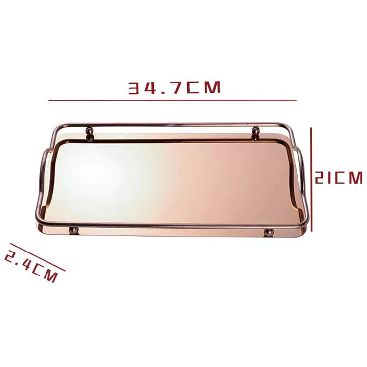 Wholesale DLT Brand 304SUS Stainless Steel Eco-Friendly Classic Food Serving Tray with Handle Tea Tray & Plate Custom Logo