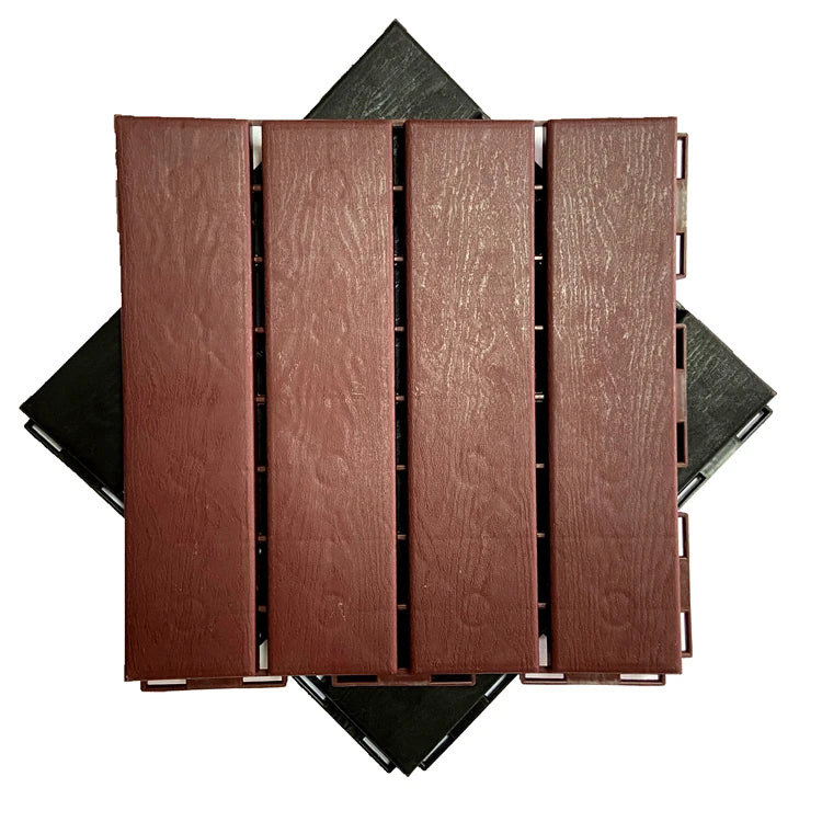 12 In. X 12 In. Square  Wood Interlocking Flooring  Modular Plastic Interlock Composite Decking Tiles