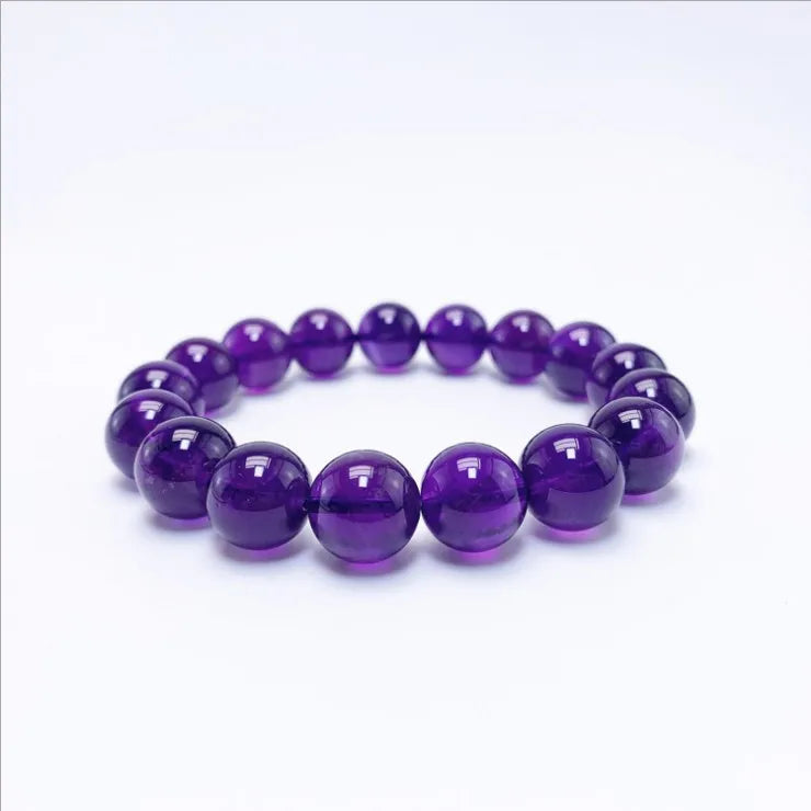 Handmade Amethyst Quartz Gemstone Bead Bracelet 8mm Round Beads Stretch Bracelet