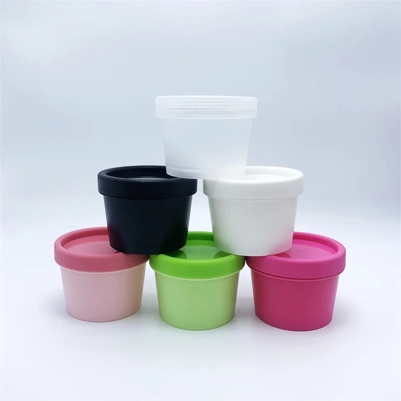 Custom 50g 100g 500g Candy Color Plastic Jar Body Cream Container Packaging Wholesale pink Green clear Black Cosmetic Storage