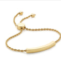 New Custom Statement Slide Bar Bracelet Genuine Gold Plated Stainless Steel Crafted Adjustable Rope Chain Bracelet for Women