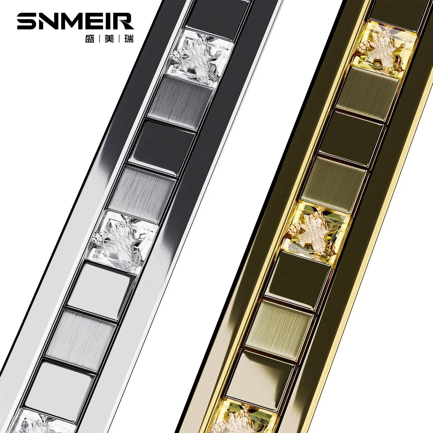 Foshan Factory Senmry Stainless Steel Tile Trim Metal Glass Mosaic Decorative Profile Luxury Border Stainless Steel Tile Strips