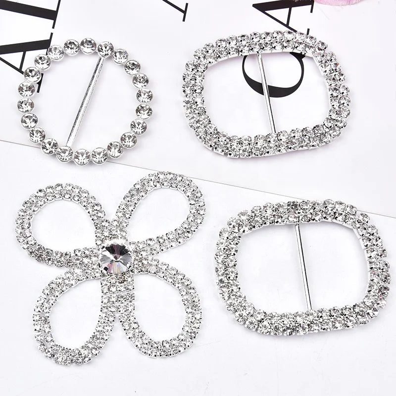 Wholesale Crystal Rhinestone Metal Round Buckle for Shoes Garment Dresses Belt
