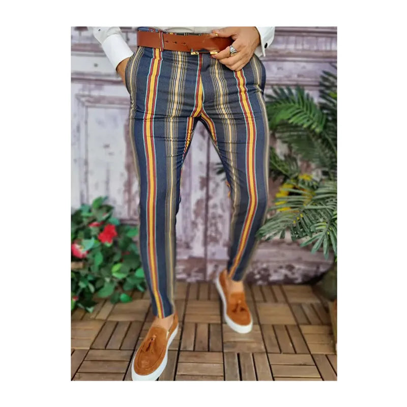 Men's Plaid Pants Skinny Dress Pants for Men Skinny Chino Pants Men Pantalones De Hombres