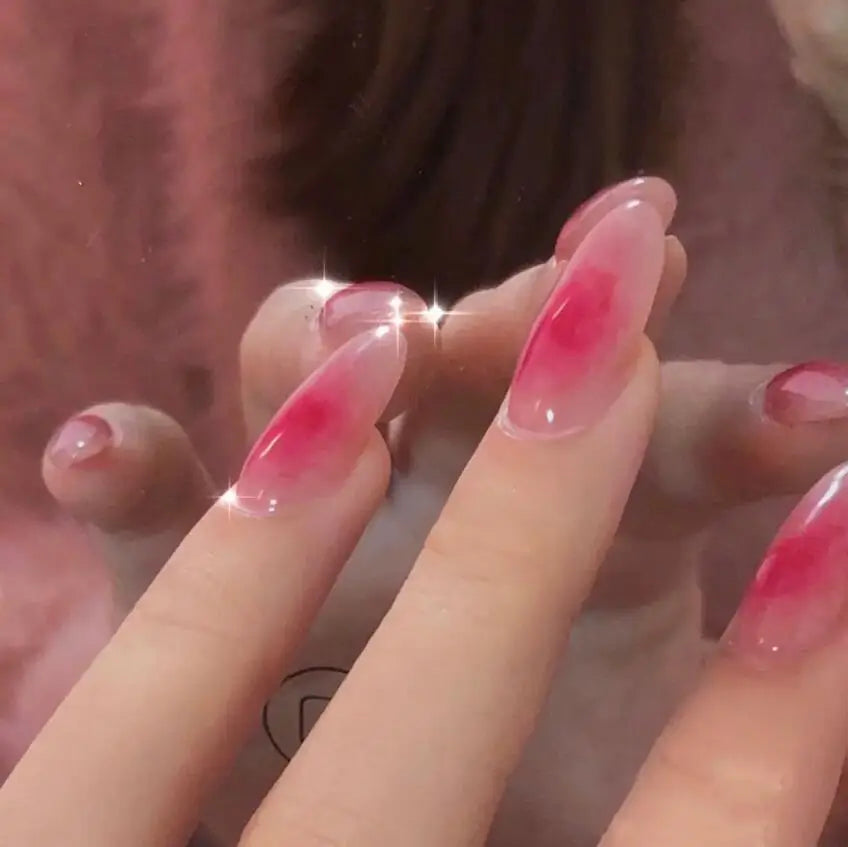 Wholesale Almond Stiletto Pink High Quality Bulk False Acrylic Design Wholesale Custom Press on Nails and Box