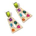 Light Luxury Gold Plated Jewelry Temperament Colored Diamond Earrings Geometric Butterfly Heart Earrings for Women Girls