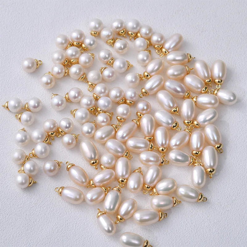 CJ New Fashion Natural Freshwater Pearls Round Oval Pendant Mother of Pearl Charms Loose Pearls for Bracelet Necklace Earrings