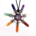 Hongzhuo Fashion Natural Crystal 7 Chakra Reiki Energy Pendant Amethyst Necklace for Women Man Charm Jewelry Jewelry
