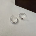 Fine Jewelry Minimalist 925 Sterling Silver Hammered Jewelry Chunky Hoops Earrings