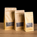 Wholesale Stand-Up Kraft Ziplock Food Bag for Dried Fruit Sushi Pizza Jelly-Window Sealed Kraft Bags for Food Storage