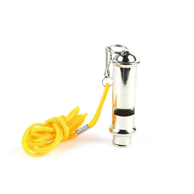Stainless Steel Metal Scout Whistle with Lanyard Survival Safety Tool for Outdoor Camping and Hiking