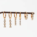 Trendy 18K PVD Gold Plated Dainty Elegant  Waterdrop Rectangle Crystal Cubic Zirconia Huggie Drop Earring
