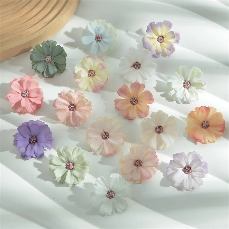 D111 Home Wedding Decoration 4.5cm Artificial Daisy Flower Champagne Chrysanthemum Gerbera Silk Flower Daisy