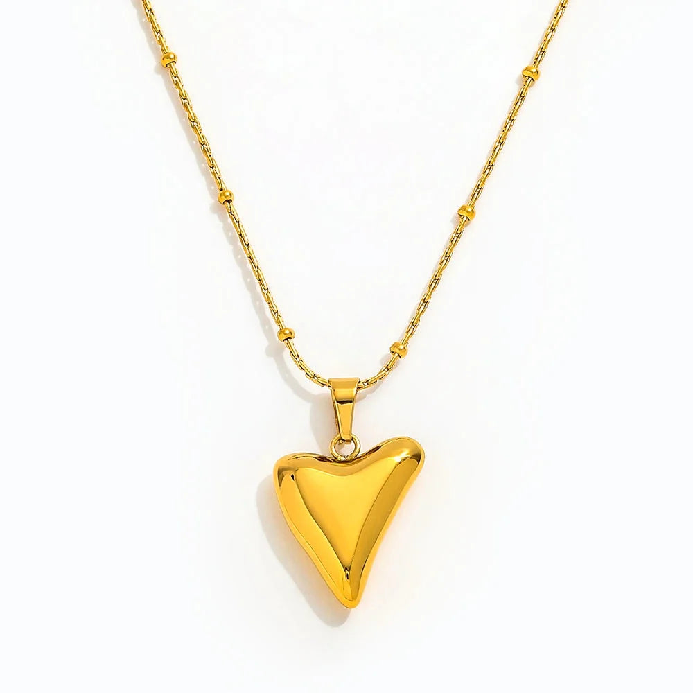 Joolim Jewelry 18K Gold Plated Individuality Heart Pendant Sweater Necklace Stainless Steel Jewelry Wholesale MegaBDM
