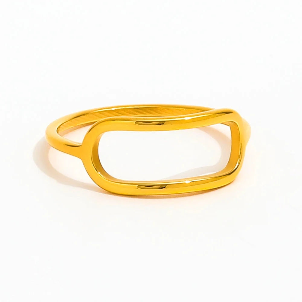Fenny  Waterproof 18K Gold Plated Dainty Hip-hop Smile Face Line Ring Simple Jewelry Stainless Steel Wholesale Jewelry