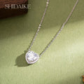 Wholesale Custom Women's Trendy Zircon Fashion Pendant Necklace Beautiful Heart-Shaped Brass Cut White Pyroxene Silver Plating