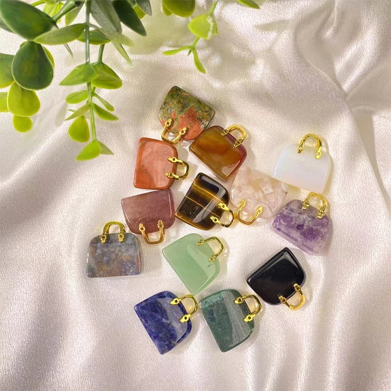 Wholesale Natural Gemstone Handbag Hand-Cut Crystal Healing Stones for Home Decoration Polished Technique