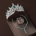 Fashion Crystal Chain Wedding Dress Accessories Horse Eye Zircon Color Necklace Earring Jewelry Set