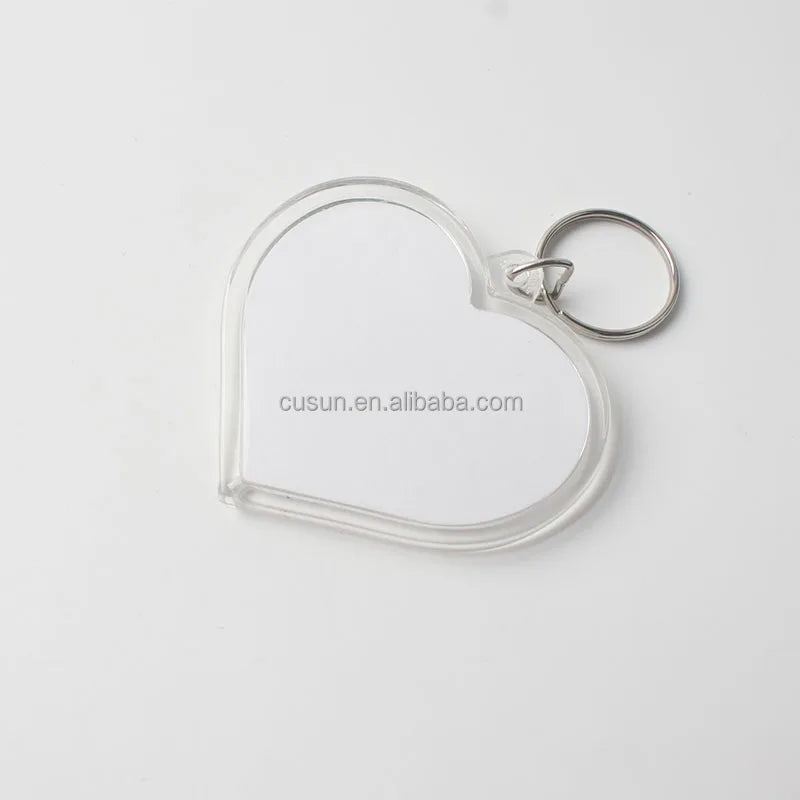 Blank love Heart Shaped Photo Frame Keyring Acrylic Keychain