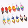 Handmade Colorful Seed Beads Tassel Earrings Long Bohemian Fringe Drop Jewelry for Women's Fashion
