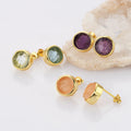 SS215 Latest Gold Plated Sterling Silver Luxury Women Raw Crystal Aquamarine Designer Stud Earrings 2022